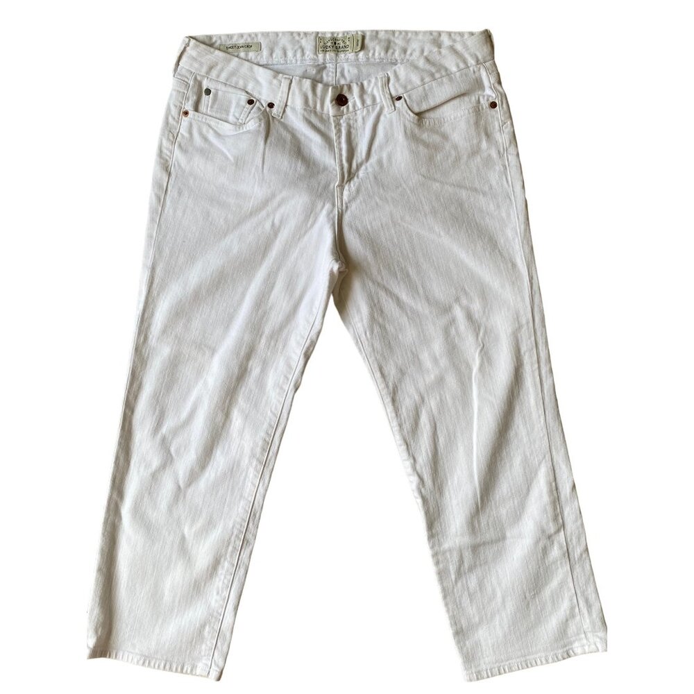 Lucky Brand Sweet Jean Crop  Womens 14/32 White Solid Pockets Mid Rise Boho